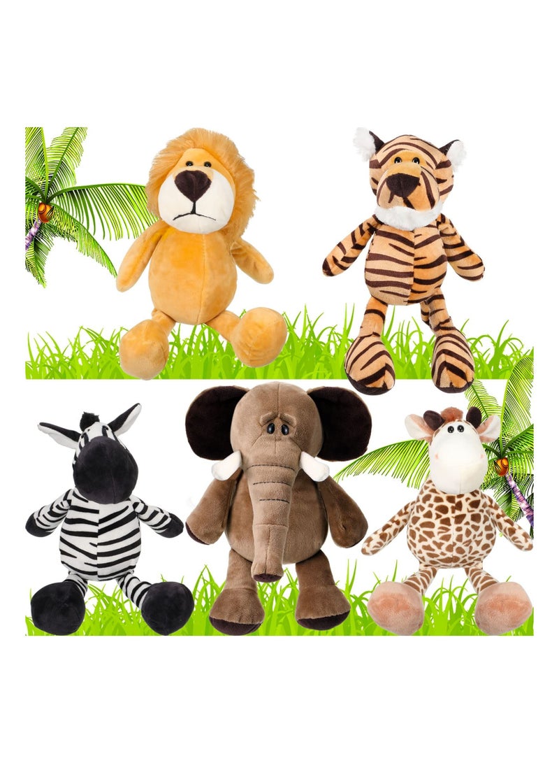 SYOSI 5 Pieces Safari Stuffed Animals Toy, 9.8 Inch Wild Animals Soft Realistic Jungle Animals Toys for Boys, Girls, Adults - Image 1