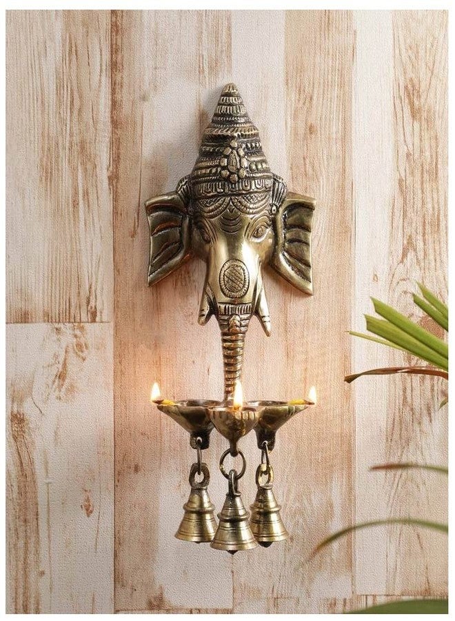 NOBILITY Ganesha Brass Hanging Diya Statue with Bell Standard Ganesh Idol for Pooja Home Decorative Puja Diwali Wedding Return Gift Items - Image 1