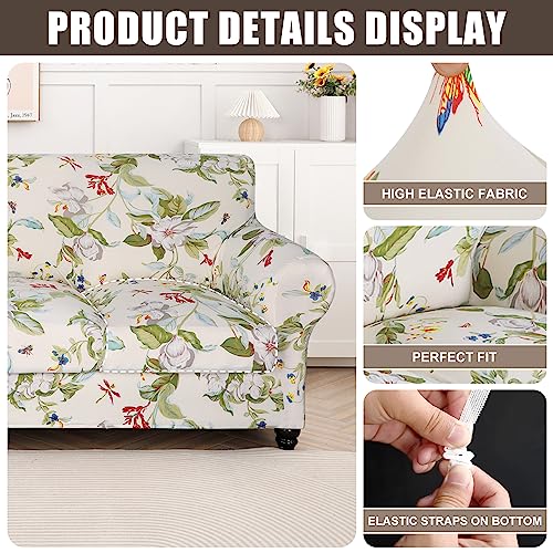 SearchI Stretch Sofa Cover Printed Couch Covers Floral Pattern 2 Piece Armchair Slipcover with Separate Chair Cushion Cover Washable Furniture Protector for Living RoomChair Spring Pattern - Image 3