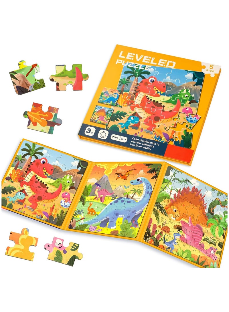 Magnetic Puzzles for Kids Ages 3-5, 3 in 1 Dinosaurs Magnetic Jigsaw Puzzle Book, Travel Puzzles Toys for Toddlers 3-8 Year (Dinosaur World) - Image 1