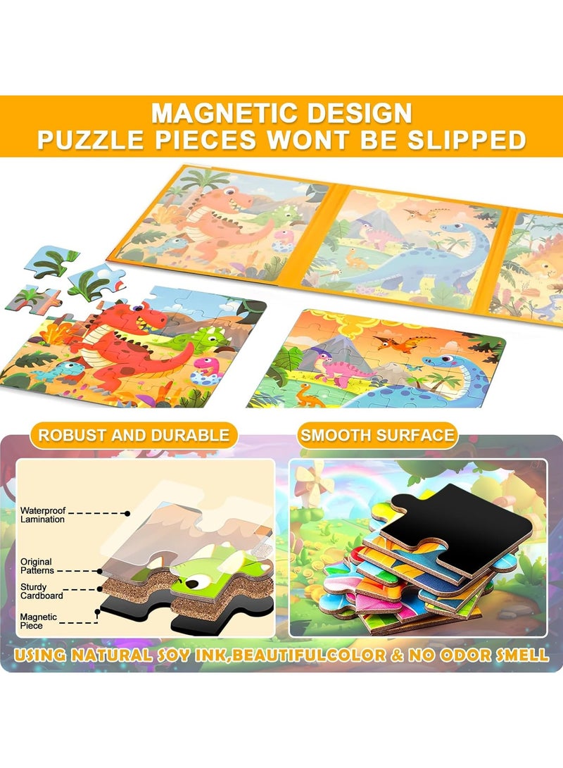 Magnetic Puzzles for Kids Ages 3-5, 3 in 1 Dinosaurs Magnetic Jigsaw Puzzle Book, Travel Puzzles Toys for Toddlers 3-8 Year (Dinosaur World) - Image 5