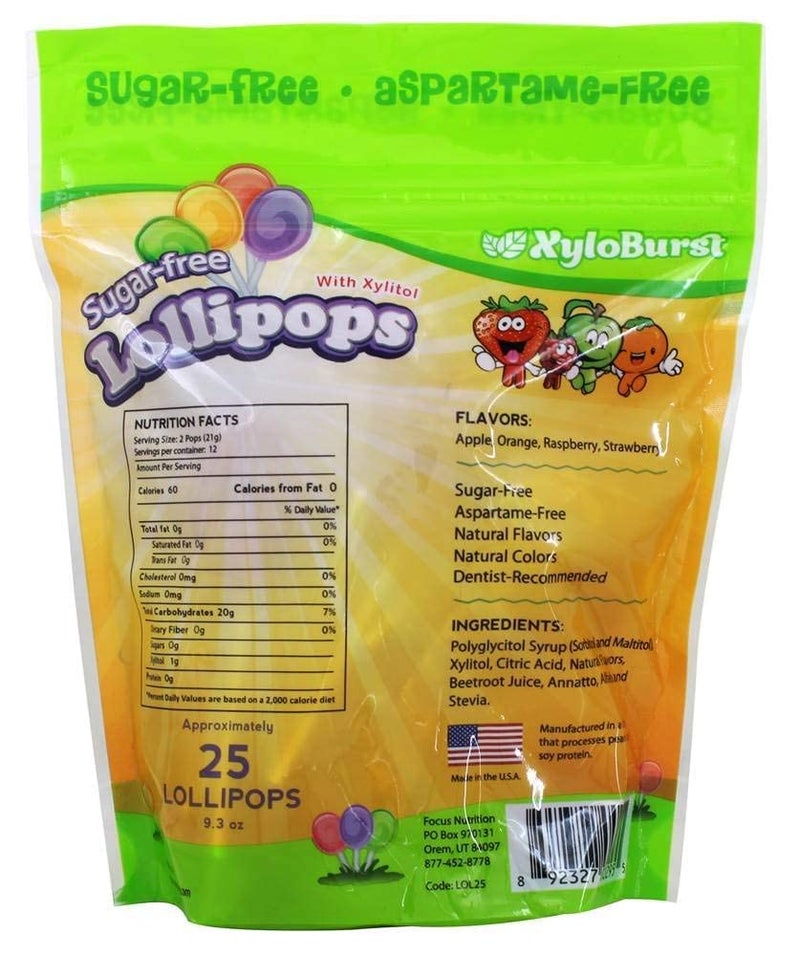 Xyloburst Sugar-Free Xylitol Candy Lollipops Suckers Made With Natural Flavors and Natural Colors, Good For Your Teeth, Dentist Recommended - Made in the USA (25 Count) - Image 3