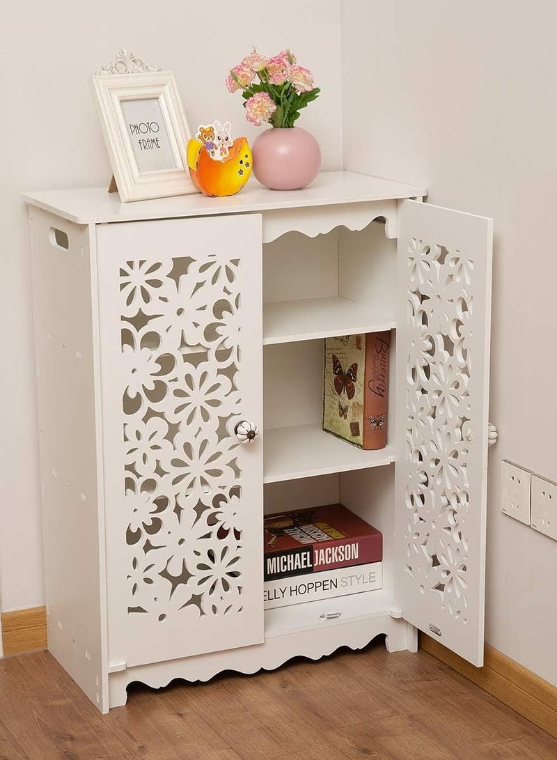 [80x60x30cm Extra Large]Waterproof Bathroom Cupboard Floor Standing Cabinet White Unit Storage Bathroom Furniture for Living Room Bedroom Kitchen Hallway Silm Shlef Cupboard with 2 doors