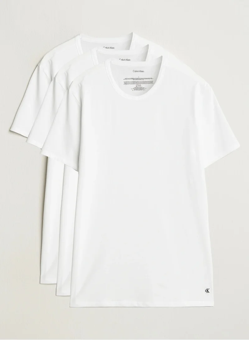 كالفن كلاين ثلاث قطع تي شيرت سادة بياقة دائرية وقصة عادية