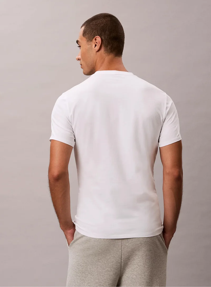 CALVIN KLEIN 3 Pack Slim T-Shirts - Cotton Stretch Blend