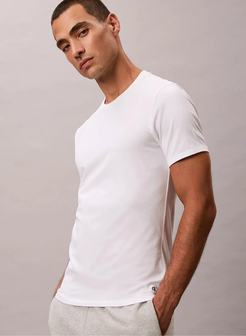 CALVIN KLEIN 3 Pack Slim T-Shirts - Cotton Stretch Blend