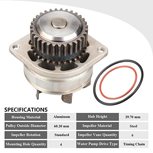 VIPCAR 01090 Water Pump for Nissan 'VQ35DE' [3.5L V6] DOHC Engine, 2007-2018 Altima, 2009-2020 Maxima, 2013-2016 Pathfinder, 2007-2020 Murano, 2011-2017 Quest, 2014-20 QX60, 2011-12 G25, 2013 JX35 - Image 2