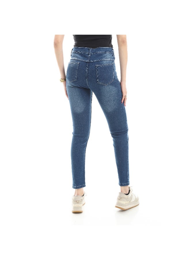 Skinny Jeans 5 Pocket Lycra Navy - Women - Image 4