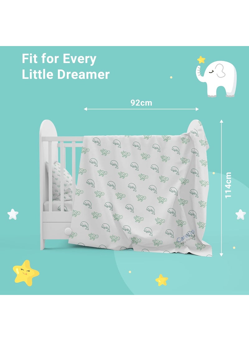 CARERIO CARERIO 100 Mulmul Baby Swaddle Set Pack of 4 Printed Breathable Anti Allergic Swaddle Wrap for New Born Baby Size114cm x 92cm 446 018 Month 07  - Image 4