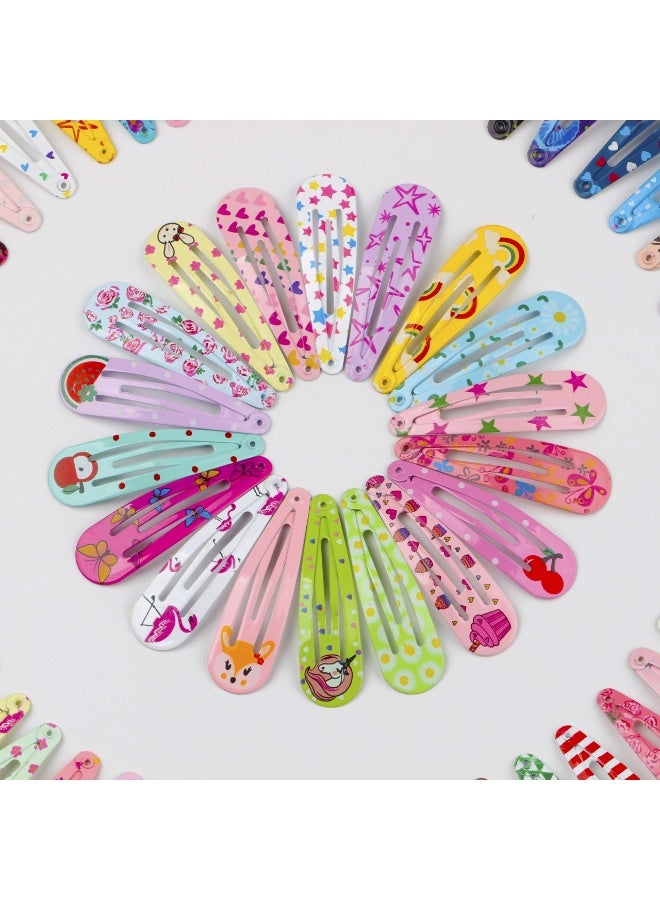 خاجول 20 قطعة 5 سم مشابك شعر مطبوعة على شكل قطرة ماء، مشابك شعر معدنية غير قابلة للانزلاق للفتيات والأطفال والمراهقات والنساء - Image 4