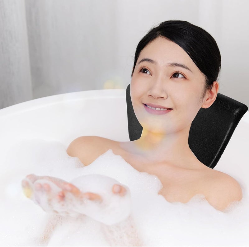 Homoyoyo Detachable Bath Pillow for Tub with Suction Cups, Pu Headrest Cushion for Neck and Lower Back Support, Comfortable Bathroom Soaking Accessory for Spa and Home Use - Image 5