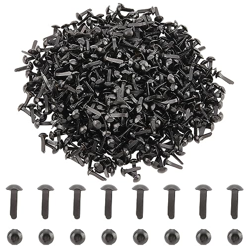 PH PandaHall 1000pcs Mini Brads Fasteners Black Metal Paper Fasteners Iron Scrapbooking Brads Pastel Brads for Paper Crafts School Project Decorative Scrapbooking DIY Supplies 45x8mm - Image 1
