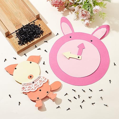 PH PandaHall 1000pcs Mini Brads Fasteners Black Metal Paper Fasteners Iron Scrapbooking Brads Pastel Brads for Paper Crafts School Project Decorative Scrapbooking DIY Supplies 45x8mm - Image 3