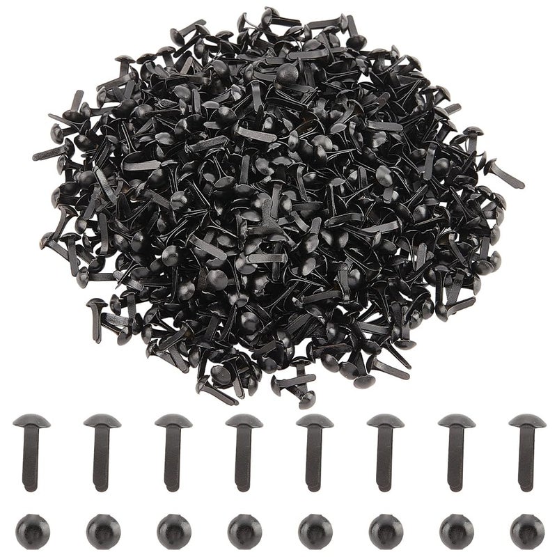 PH PandaHall 1000pcs Mini Brads Fasteners Black Metal Paper Fasteners Iron Scrapbooking Brads Pastel Brads for Paper Crafts School Project Decorative Scrapbooking DIY Supplies 45x8mm - Image 2