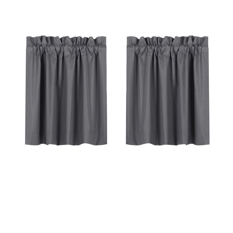 Valea Home Blackout Tiers Curtain for Small Window Rod Pocket Kitchen Curtains Room Darkening Short Curtains for Bedroom Grey 30 inch x 24 inch 2 Panels