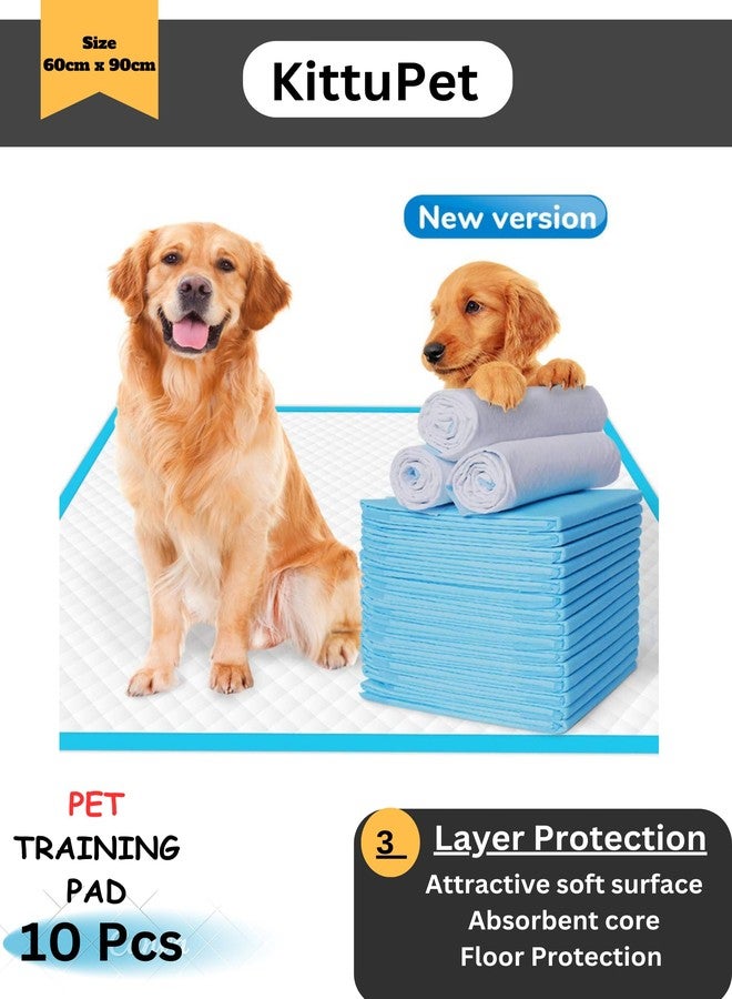 KittuPet Puppy Pee Pads 60xcm 90cm 10 Count | Dog Pee Training Pads Super Absorbent & Leak-Proof | Disposable Pet Piddle and Potty Pads for Puppies | Dogs | Doggie| Cats | Rabbits - Image 1