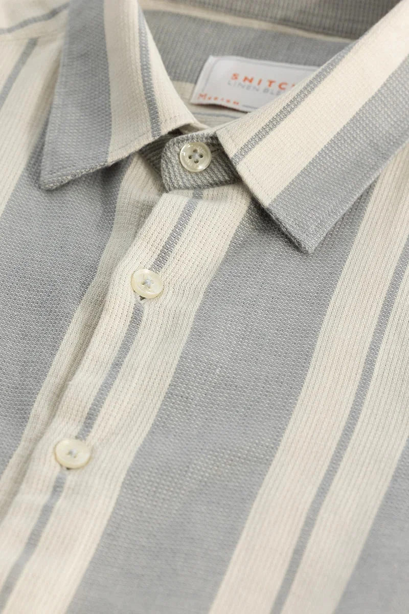 SNITCH Grey Stripes Linen Blend Shirt