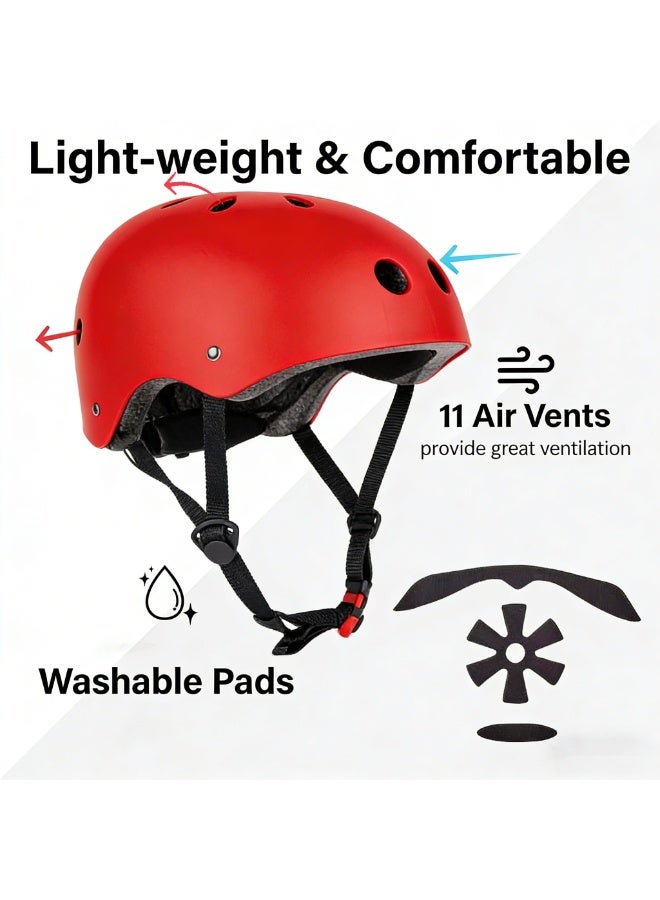 TAPIT Kids Bike Helmet Adjustable Toddler & Child Bicycle Helmet Multi-Sport Safety Helmet for Kids Adult Youth Lightweight for Scooter Cycling Skateboard Red - Image 4