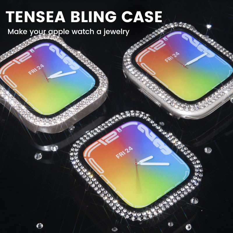Tensea [3pcs for Apple Watch Screen Protector Case 40mm SE 3/SE 2rd Generation/SE/Series 6/5/4 Accessories, iWatch Diamond Bumper Case with Tempered Glass, Protective Bling Face Cover Women, 40 mm - Image 3