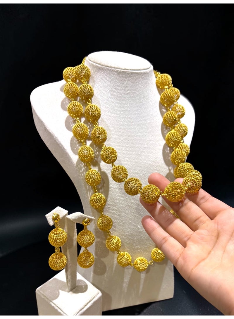 GOLDMAX 21k Gold Plated 2 Necklaces & Earrings Jewelry Set For Women With Gift Box - Image 2
