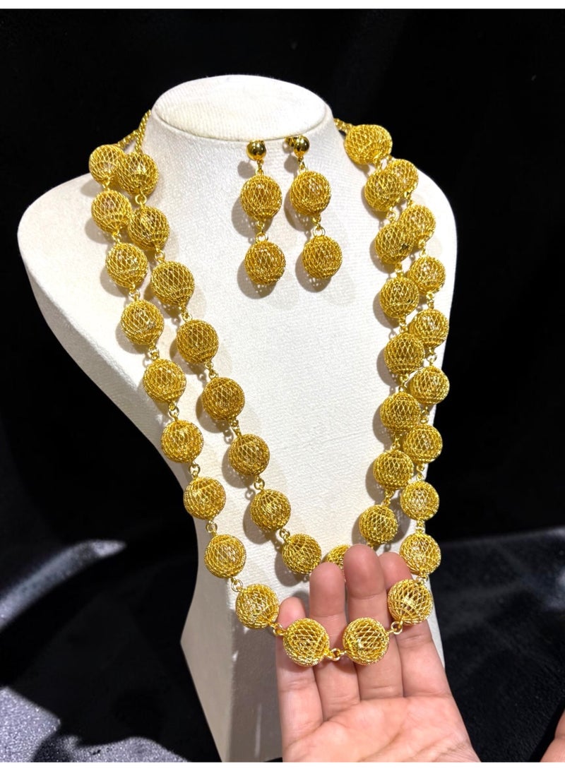 GOLDMAX 21k Gold Plated 2 Necklaces & Earrings Jewelry Set For Women With Gift Box - Image 3