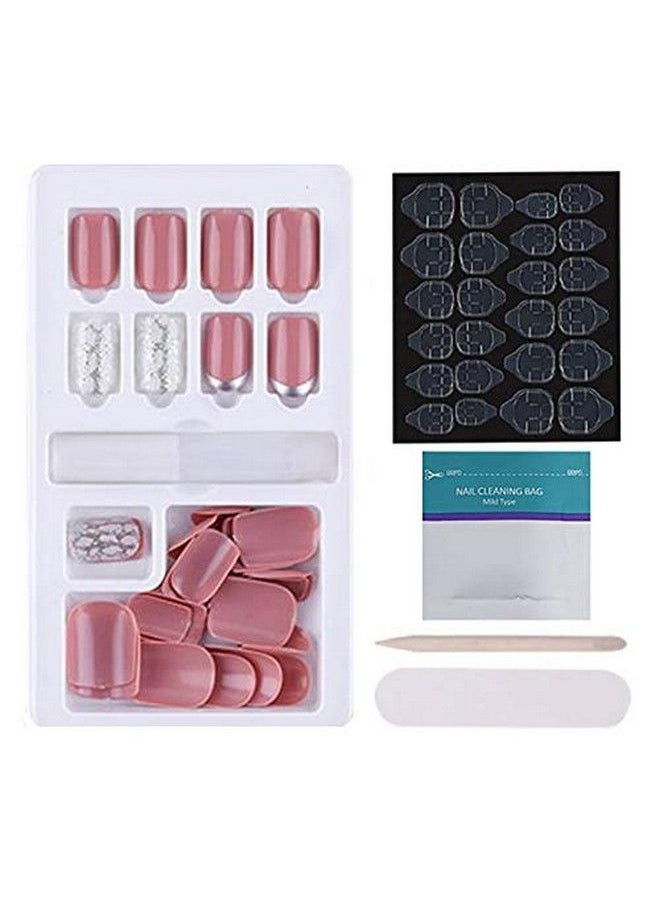 Store2508 - Press On Gel Nails 30 Pcs With Double Sided Jelly Adhesive Nail Glue Nail Filer Mb658_Design 017 - Image 1
