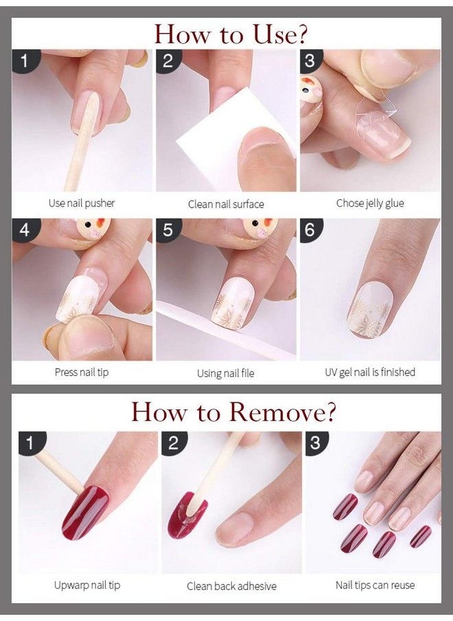 Store2508 - Press On Gel Nails 30 Pcs With Double Sided Jelly Adhesive Nail Glue Nail Filer Mb658_Design 017 - Image 1