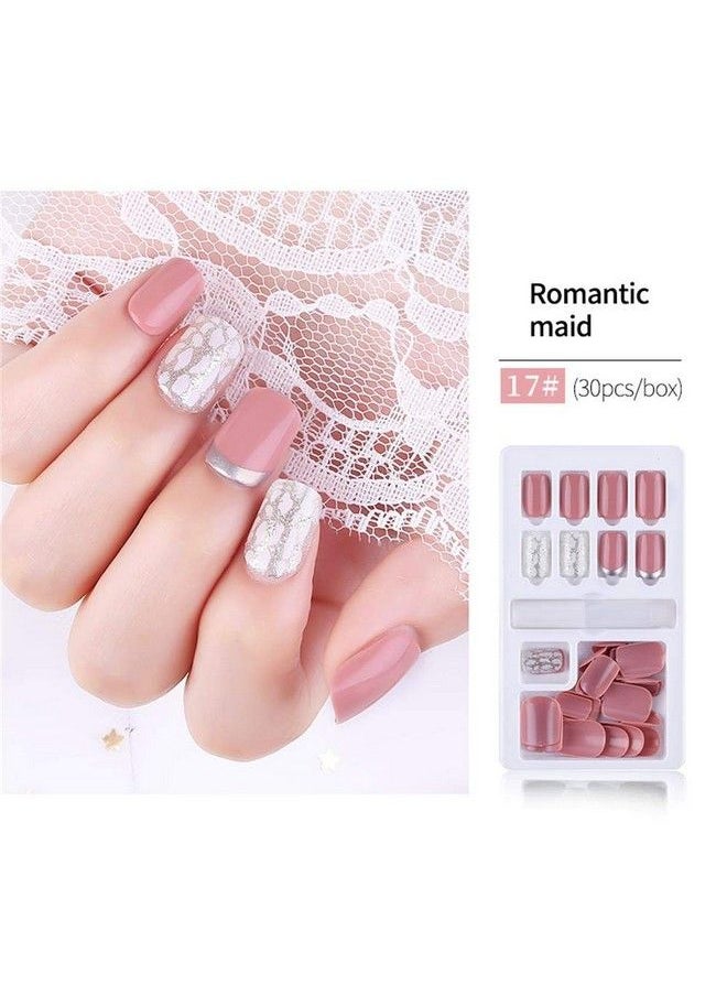 Store2508 - Press On Gel Nails 30 Pcs With Double Sided Jelly Adhesive Nail Glue Nail Filer Mb658_Design 017 - Image 1
