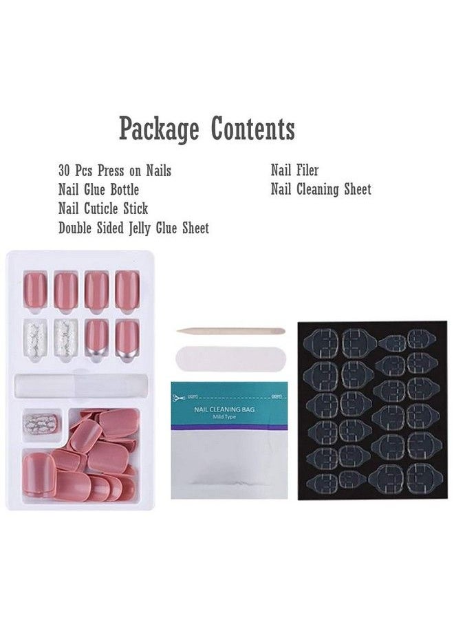 Store2508 - Press On Gel Nails 30 Pcs With Double Sided Jelly Adhesive Nail Glue Nail Filer Mb658_Design 017 - Image 1