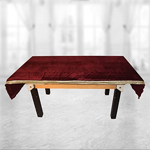 Dulhan DLC (1.5 mtr X 2.25 Meter) Velvet Table Cover for Decoration, Pooja Table Cloth,Large Size Puja Cloth for Mandir and Multipurpose use Ganpati Aasan,Janmashtmi,Navratri and Home Decor - Image 3