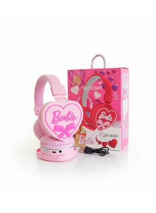 Barbie-themed wireless Bluetooth headphones for kids, foldable, high-quality stereo sound, long-lasting battery, with microphone and 3.5mm AUX input. - view 2