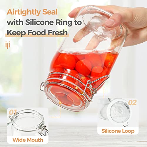 ComSaf Airtight Glass Canister Set of 3 with Lids 50oz Clear Food Storage Jars Square, Kitchen & Pantry Organization Food Storage Container for Canning, Sugar, Flour, Pasta, Candy, Cereal, Coffee - Image 4