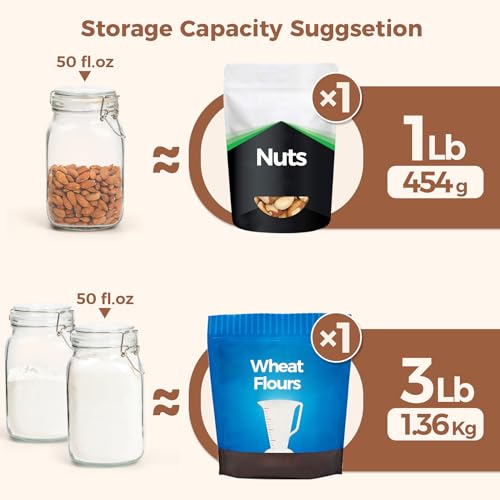 ComSaf Airtight Glass Canister Set of 3 with Lids 50oz Clear Food Storage Jars Square, Kitchen & Pantry Organization Food Storage Container for Canning, Sugar, Flour, Pasta, Candy, Cereal, Coffee - Image 3