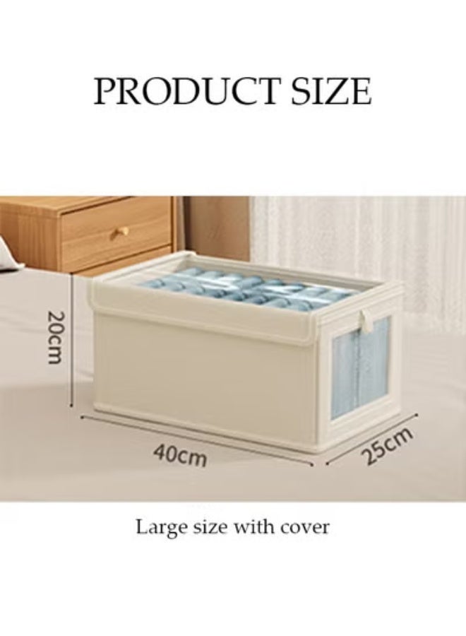 DUNISO 3 Pack Linen Storage Bins Foldable Closet Storage Organizer,Cube Storage Box With Transparent Visible Windows, Wardrobe, Home Bedroom, Office - Image 4