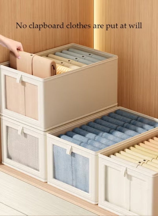 DUNISO 3 Pack Linen Storage Bins Foldable Closet Storage Organizer,Cube Storage Box With Transparent Visible Windows, Wardrobe, Home Bedroom, Office - Image 5