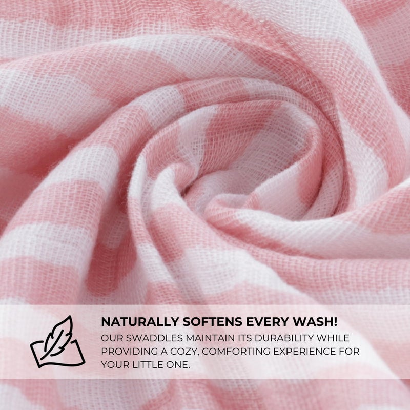 Featherhead 100% Cotton Muslin Swaddle Blankets For Baby Girl - Large 47 X 47  - Pre-Washed  Soft  & Breathable - Newborn Essential & Perfect Baby Registry Gift (4 Pack - Garden Floral) - Image 3