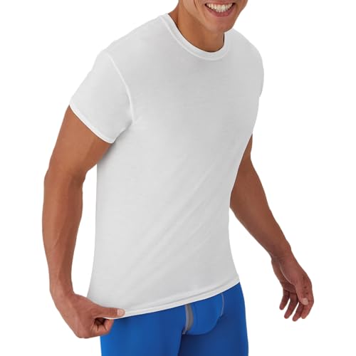 Hanes Men Hanes Men's White Performance Moisture-Wicking Crewneck Undershirt Tees, 5-Pack - Image 3