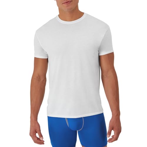 Hanes Men Hanes Men's White Performance Moisture-Wicking Crewneck Undershirt Tees, 5-Pack - Image 2