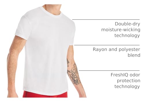 Hanes Men Hanes Men's White Performance Moisture-Wicking Crewneck Undershirt Tees, 5-Pack - Image 4