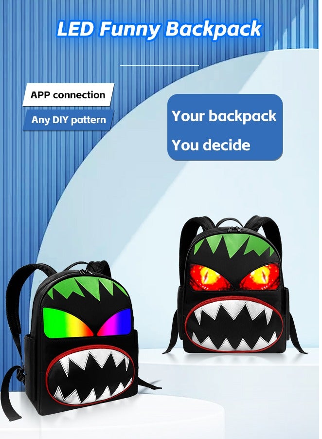 كوكو حقيبة ظهر LED ذكية بإضاءة ديناميكية – شاشة LED قابلة للتخصيص عبر التطبيق، مزودة بمنفذ USB، مقاومة للماء، مساحة تخزين واسعة، حقيبة إعلانية بإضاءة LED ملونة لجميع المناسبات - Image 1