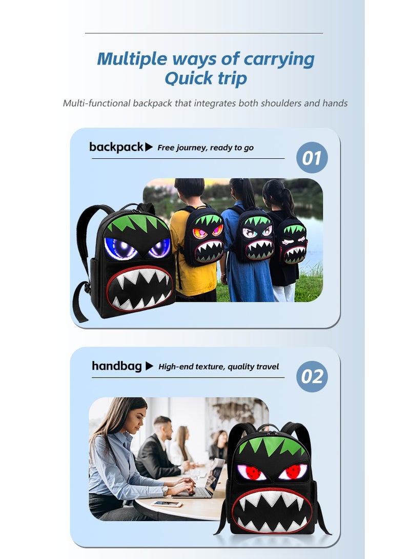 كوكو حقيبة ظهر LED ذكية بإضاءة ديناميكية – شاشة LED قابلة للتخصيص عبر التطبيق، مزودة بمنفذ USB، مقاومة للماء، مساحة تخزين واسعة، حقيبة إعلانية بإضاءة LED ملونة لجميع المناسبات - Image 3