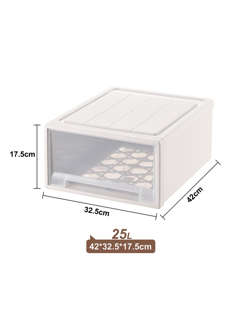 Ollieroo Beige Plastic Drawer Storage Box – Large PP Organizer with Pull-Out Drawer for Closet, Desk, and Bedroom Storage, Versatile Container for Clothes, Cosmetics, and Accessories, 42 × 32.5 × 17.5 cm - Image 2