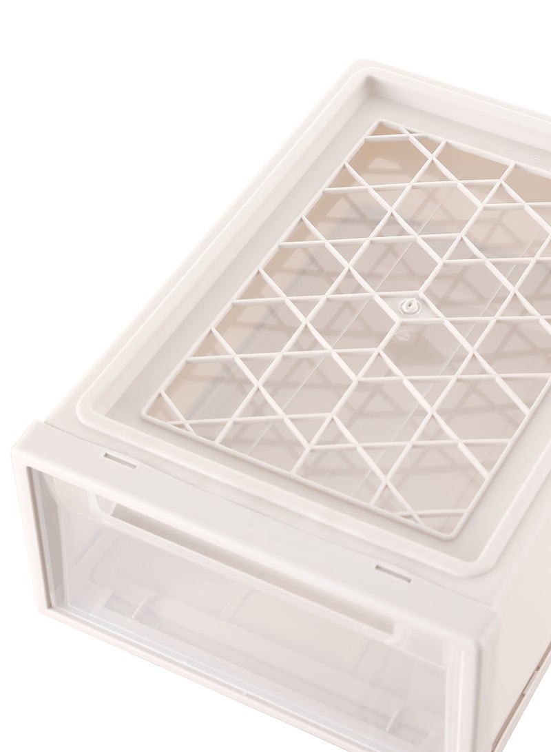 Ollieroo Beige Plastic Drawer Storage Box – Large PP Organizer with Pull-Out Drawer for Closet, Desk, and Bedroom Storage, Versatile Container for Clothes, Cosmetics, and Accessories, 42 × 32.5 × 17.5 cm - Image 5