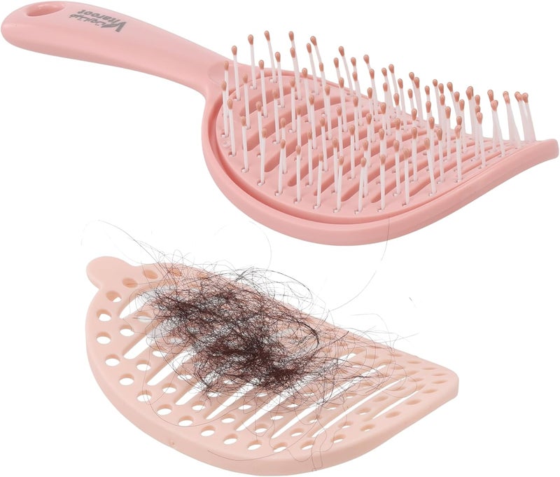 Vitaroot Detangling Hair Brush For Women & Men - Easy To Clean Hair Comb with Anti Breakage Bristles - Flexible Ventilated Scalp Cleaning - Detachable Rubber Hair Remover - For Wet & Dry Hair (Pink) - Image 1