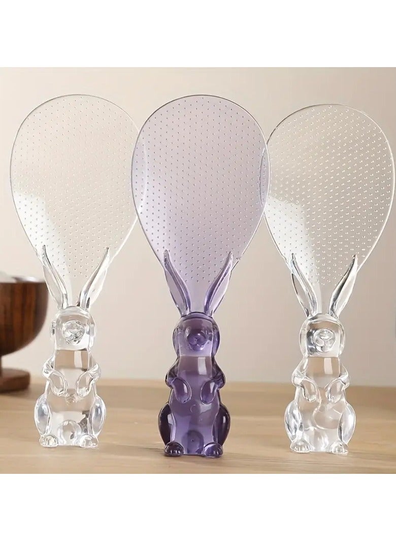 Goolsky 1pc Transparent Crystal Spoon, Standable Rabbit Rice Shovel, Rice Cooker Rice Spreader Spoon, Cartoon Rice Spoon - Image 4