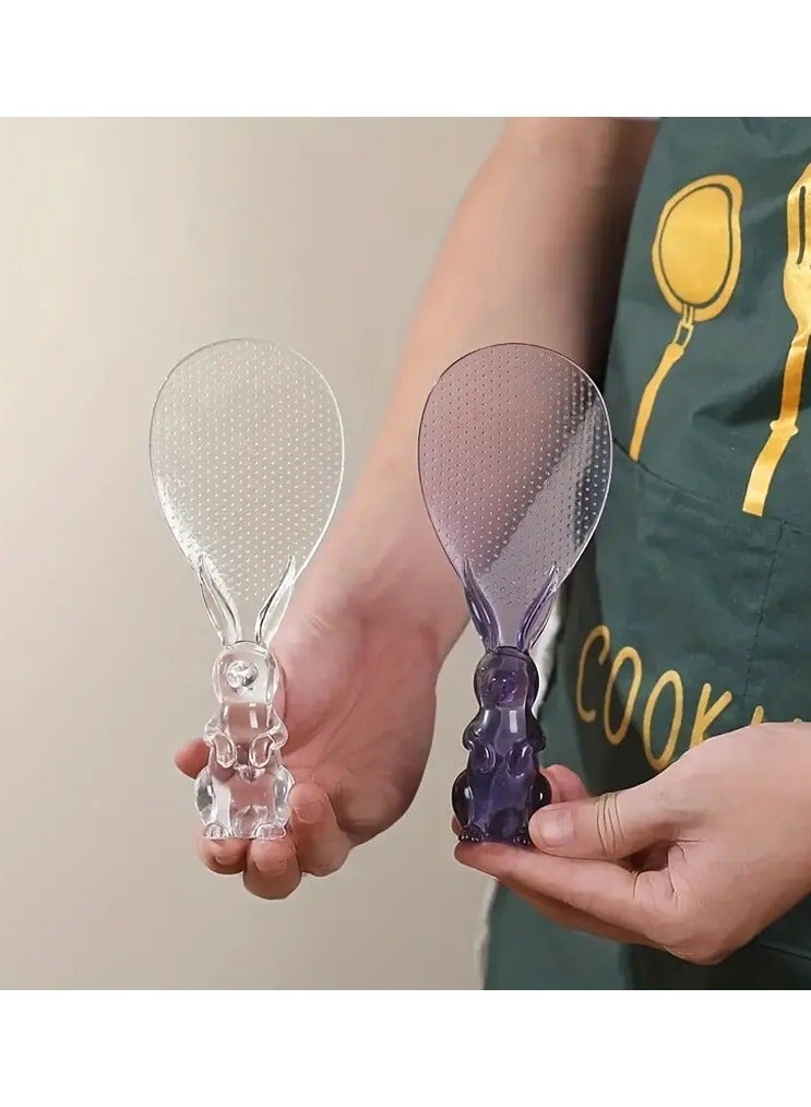 Goolsky 1pc Transparent Crystal Spoon, Standable Rabbit Rice Shovel, Rice Cooker Rice Spreader Spoon, Cartoon Rice Spoon - Image 5