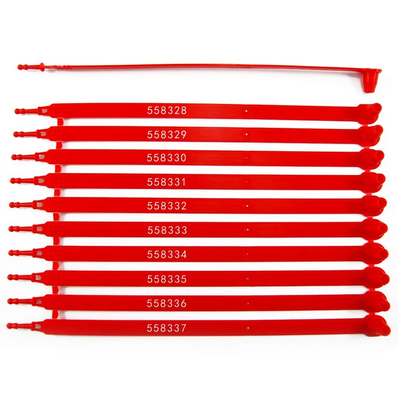 Leadseals(R) 100 Red Plastic Seals Truck Trailer Seals Numbered Security Tags Tamper Evident Tags Safety Ties Plastic Locks for Cargo Container Shipping Transport, Tamper Resistant
