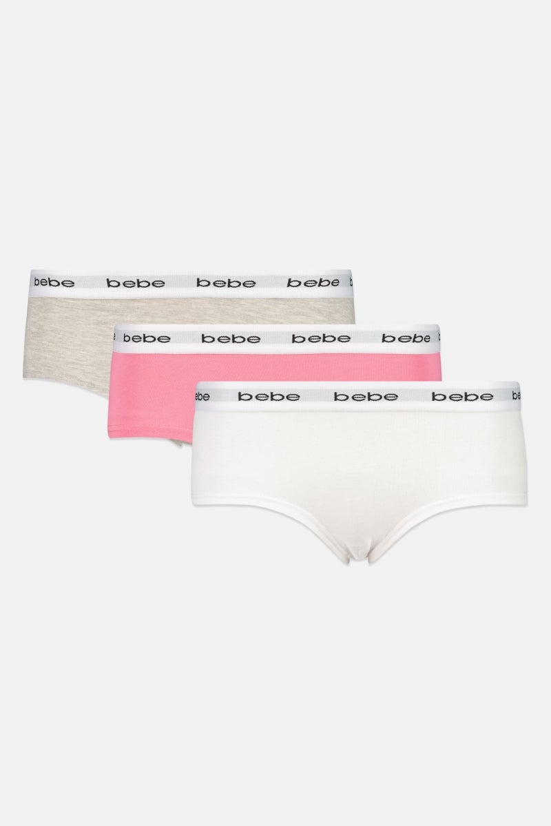 bebe Women 3 Pieces Brand Logo Booty Panties, Multicolor - Image 1