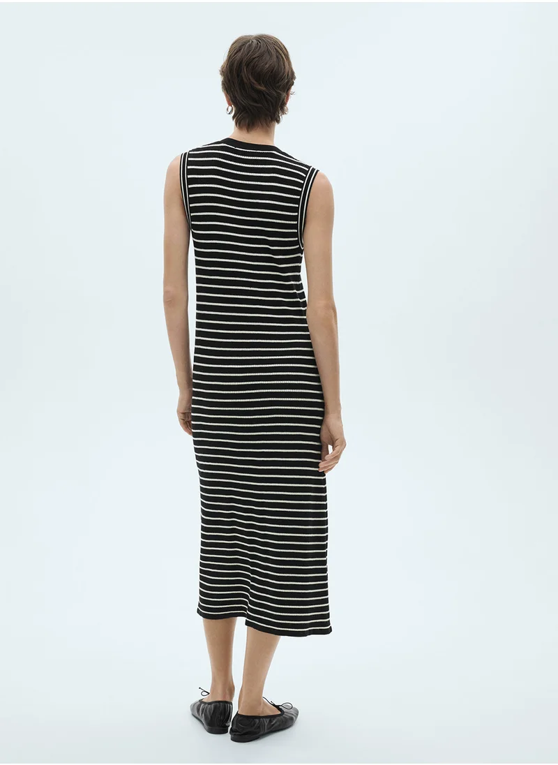 MANGO Striped Button Detailed Dress