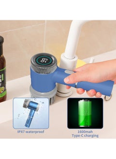 LIXES Multi head Electric Cleaning Brush, Handheld Electric Spin Scrubber Cordless Tub and Tile Scrubber, Household Electric Shower Scrubber with 5 Brush Heads for Floor Kitchen Sink Grill Stoves  - Image 3